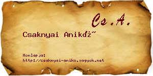 Csaknyai Anikó névjegykártya